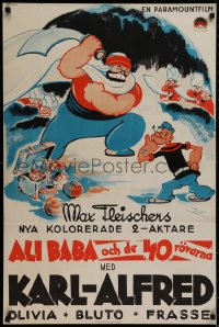 2c404 POPEYE THE SAILOR MEETS ALI BABA'S 40 THIEVES Swedish 1937 great cartoon art, ultra rare!