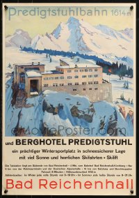 2c285 BAD REICHENHALL 17x24 German travel poster 1950s Predigtstuhlbahn hotel art, rare!