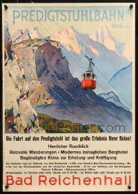 2c284 BAD REICHENHALL 17x24 German travel poster 1950s Predigtstuhlbahn cable car art, rare!