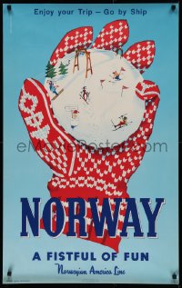 2c273 NORWEGIAN AMERICA LINE 25x39 Norwegian travel poster 1956 Sorensen art, fistful of fun, rare!