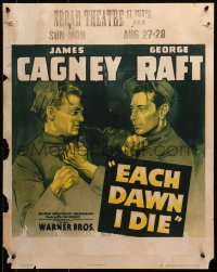 2c053 EACH DAWN I DIE jumbo WC 1939 great art of prisoners James Cagney & George Raft, ultra rare!