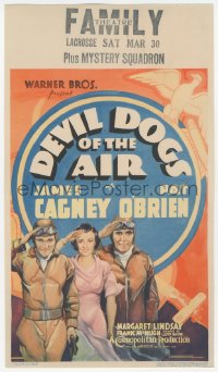 2c110 DEVIL DOGS OF THE AIR mini WC 1935 great art of pilots James Cagney & Pat O'Brien saluting!