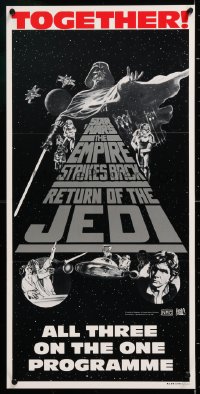 2d425 STAR WARS TRILOGY Aust daybill 1983 George Lucas, Empire Strikes Back, Return of the Jedi!