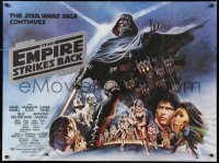 2d253 EMPIRE STRIKES BACK British quad 1980 George Lucas, different Tom Jung art with black title!