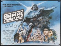 2d254 EMPIRE STRIKES BACK British quad 1980 George Lucas, different Tom Jung art with white title!