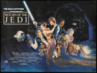 2d359 RETURN OF THE JEDI British quad 1983 Lucas' classic, different art by Kirby including Ewok!