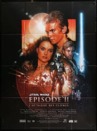 2d460 ATTACK OF THE CLONES French 1p 2002 Star Wars Episode II, great montage art by Drew Struzan!