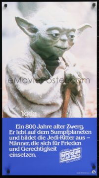 2d288 EMPIRE STRIKES BACK German 18x33 1980 George Lucas classic, great different image of Yoda!