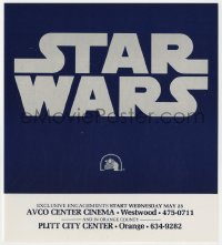 2d063 STAR WARS herald 1977 George Lucas classic, title against blue background & Fox logo!