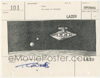 2d067 STAR WARS signed shot #101 storyboard page 1977 by Robert Watts, Star Destroyer, Rebel ship!