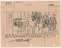 2d071 STAR WARS signed shot #393 storyboard page 1977 by Robert Watts, Darth Vader's TIE fighter!