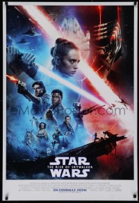 2d518 RISE OF SKYWALKER int'l advance DS 1sh 2019 Star Wars, Ridley, Hamill, Fisher, cast montage!