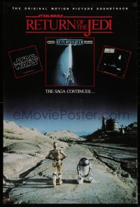 2d352 RETURN OF THE JEDI soundtrack 22x33 music poster 1983 different image of C-3PO and R2-D2!