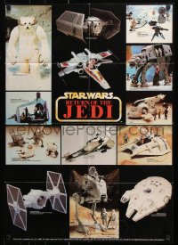 2d383 RETURN OF THE JEDI 2-sided 24x33 German advertising poster 1983 Millennium Falcon, AT-AT!
