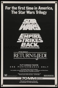 2d430 STAR WARS TRILOGY BOOTLEG 1sh 1985 one-time showing, PBS benefit at Carnegie Theatre!
