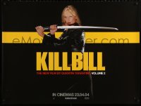 2f384 KILL BILL: VOL. 2 teaser DS British quad 2004 Uma Thurman in leather with katana, Tarantino!