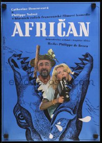 2f243 AFRICAN Czech 12x17 1984 art of hunters Catherine Deneuve & Philippe Noiret by Jan Ungrad!