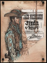 2f262 RIDE IN THE WHIRLWIND Czech 11x15 1979 different Saudek art of cowboy Jack Nicholson!