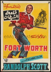 2f882 FORT WORTH Egyptian poster R1960s Randolph Scott in Texas, Lone Star State, different!