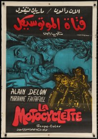 2f886 GIRL ON A MOTORCYCLE Egyptian poster 1968 different art of sexy Marianne Faithfull & Delon!