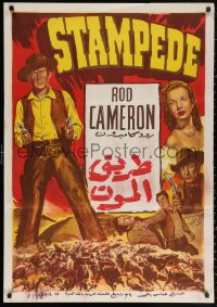 2f972 STAMPEDE Egyptian poster R1960s cowboy western images of Rod Cameron & pretty Gale Storm!