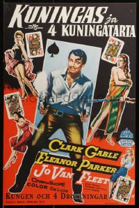 2f211 KING & FOUR QUEENS Finnish 1957 Clark Gable, Eleanor Parker & sexy ladies + playing cards!