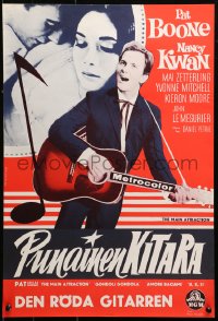 2f215 MAIN ATTRACTION Finnish 1963 Pat Boone plays guitar for sexy Nancy Kwan + romantic close up!