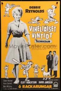 2f221 MY SIX LOVES Finnish 1962 Debbie Reynolds in the funniest fix a girl ever got into!