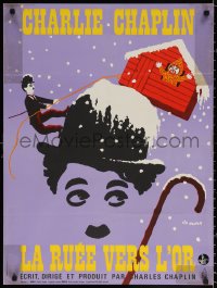 2f282 GOLD RUSH French 23x31 R1972 Charlie Chaplin classic, great Leo Kouper artwork!