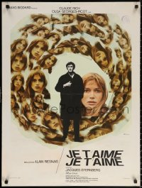 2f285 JE T'AIME JE T'AIME French 24x32 1968 Alain Resnais, cool art of Rich & Picot by Ferracci!