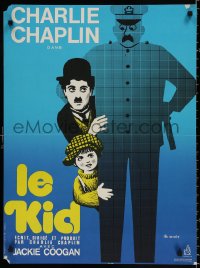 2f287 KID French 23x31 R1970s different Leo Kouper artwork of Charlie Chaplin & Jackie Coogan!