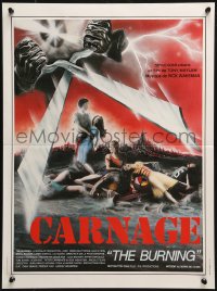 2f310 BURNING French 16x21 1982 great summer camp giant scissor killer horror artwork by Ambrieu!
