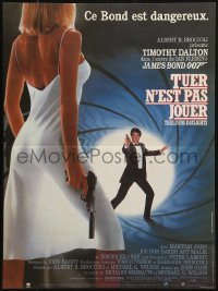 2f317 LIVING DAYLIGHTS French 15x20 1987 Tim Dalton as James Bond & sexy Maryam d'Abo w/gun!