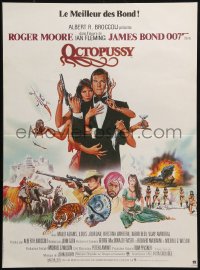 2f319 OCTOPUSSY French 15x20 1983 art of sexy Maud Adams & Roger Moore as James Bond by Goozee!