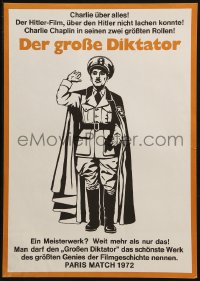 2f082 GREAT DICTATOR German 12x19 R1972 Charlie Chaplin directs and stars, wacky WWII comedy!