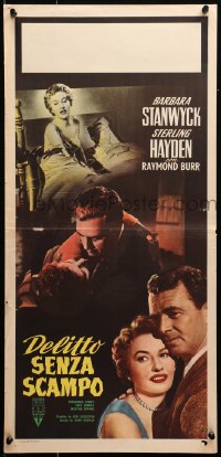 2f693 CRIME OF PASSION Italian locandina 1957 sexy Barbara Stanwyck w/Sterling Hayden!