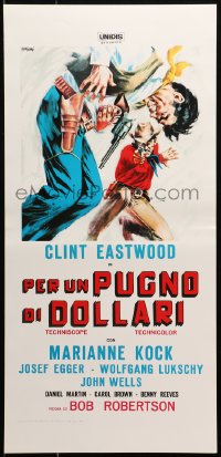 2f697 FISTFUL OF DOLLARS Italian locandina R1970s different artwork of generic cowboy by Symeoni!