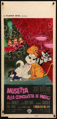 2f699 GAY PURR-EE Italian locandina 1963 Gasparri art of cartoon cats with champagne & bubbles!