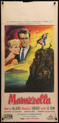 2f704 MERMAID OF NAPLES Italian locandina 1956 Allasio as Maruzella + woman attacked on cliff!