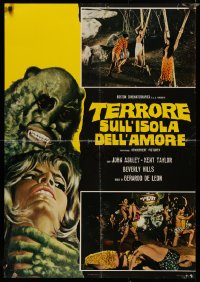 2f721 BRIDES OF BLOOD Italian 26x37 pbusta 1972 monster with dismembered girl & wild images!
