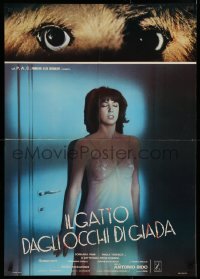 2f734 WATCH ME WHEN I KILL Italian 26x38 pbusta 1977 images of close-up cat eyes & woman in peril!