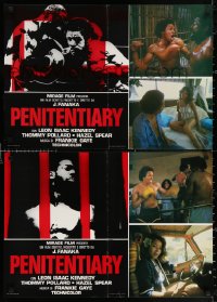 2f773 PENITENTIARY group of 5 Italian 18x27 pbustas 1981 boxer Leon Isaac Kennedy goes to tough prison!