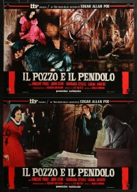 2f794 PIT & THE PENDULUM group of 8 Italian 18x26 pbustas R1975 Price, Corman & Edgar Allan Poe!