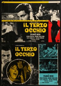 2f770 THIRD EYE group of 4 Italian 19x27 pbustas 1966 Mino Guerrini's Giallo Il Terzo Occhio !