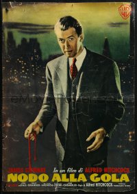 2f818 ROPE Italian 19x27 pbusta 1956 great image of James Stewart holding the rope, Hitchcock!