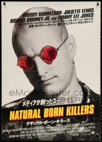 2f560 NATURAL BORN KILLERS Japanese 29x41 1994 cult classic, Harrelson, cool white tagline design!