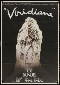 2f126 VIRIDIANA Spanish 1977 Luis Bunuel, art of Silvia Pinal in bridal dress w/feathers!