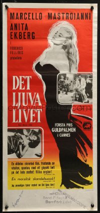 2f108 LA DOLCE VITA Swedish stolpe 1961 Federico Fellini, sexy Anita Ekberg, different and rare!