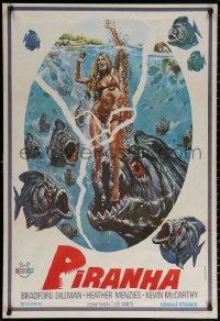 2f181 PIRANHA Turkish 1981 Roger Corman, great art of man-eating fish & sexy girl by Over!