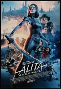 2g440 ALITA: BATTLE ANGEL style D advance DS 1sh 2019 image of the CGI character with sword & cast!